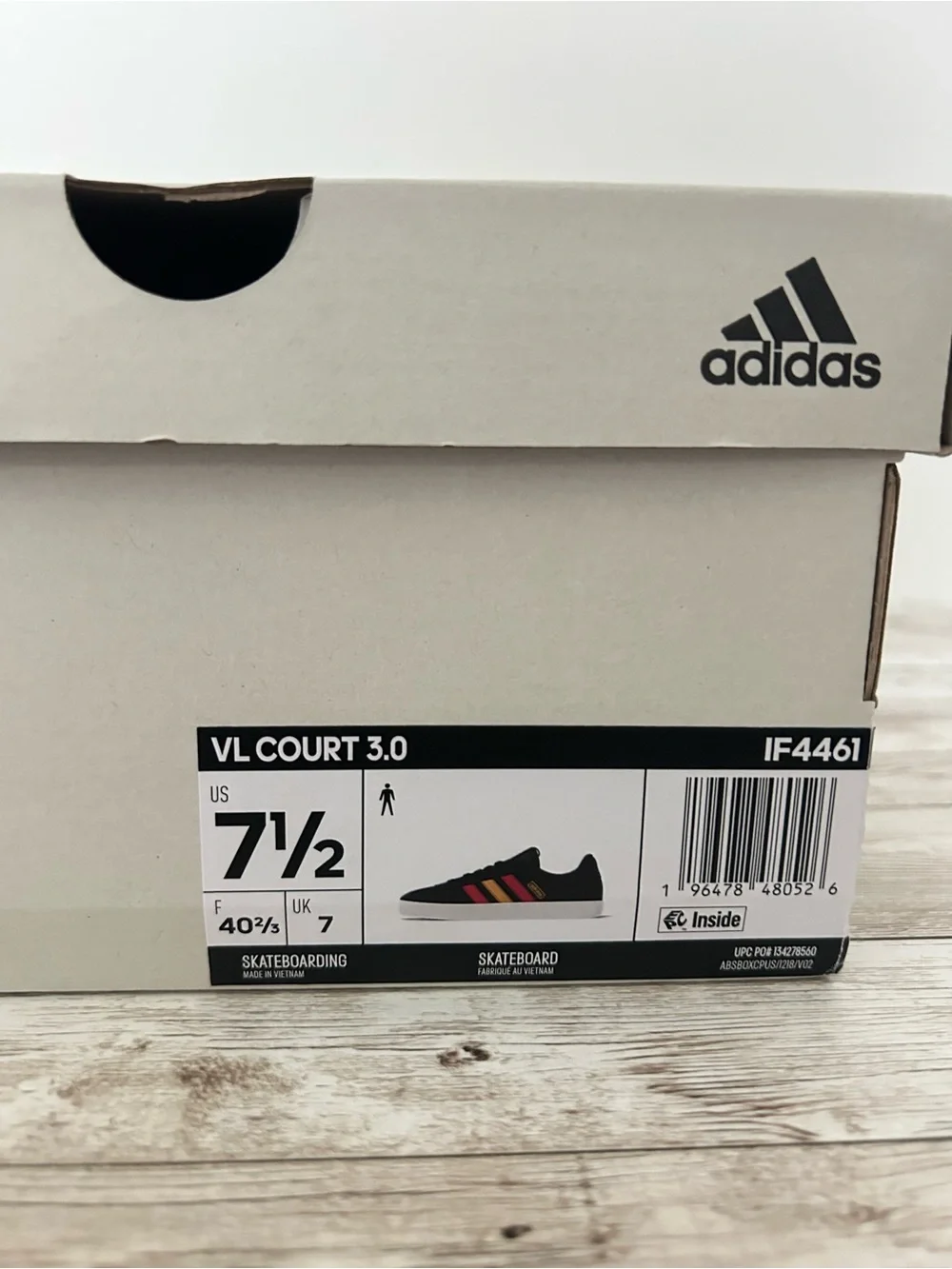 NWT Adidas Mens Vl Court 3.0 in Legend Ink Better Scarlet size 7.5 Skateboarding
